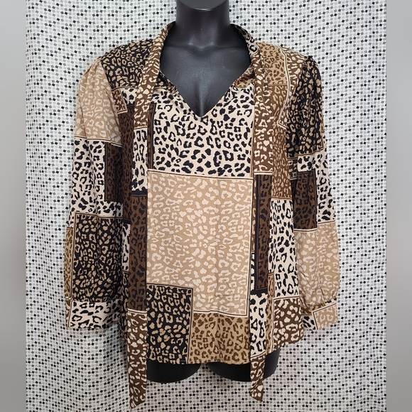 Alice Blue Plus Size Tie Neck Blouse 3X - Picture 1 of 4